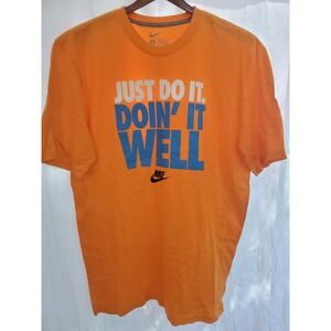 Nike Just Do It Doin' It Well T Shirt Men's L Orange Graphic Tee